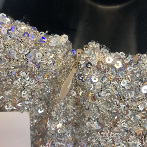 Zara ZW Collection Sequinned Dress Shoulder Pads Silver Size L - Picture 13 of 17